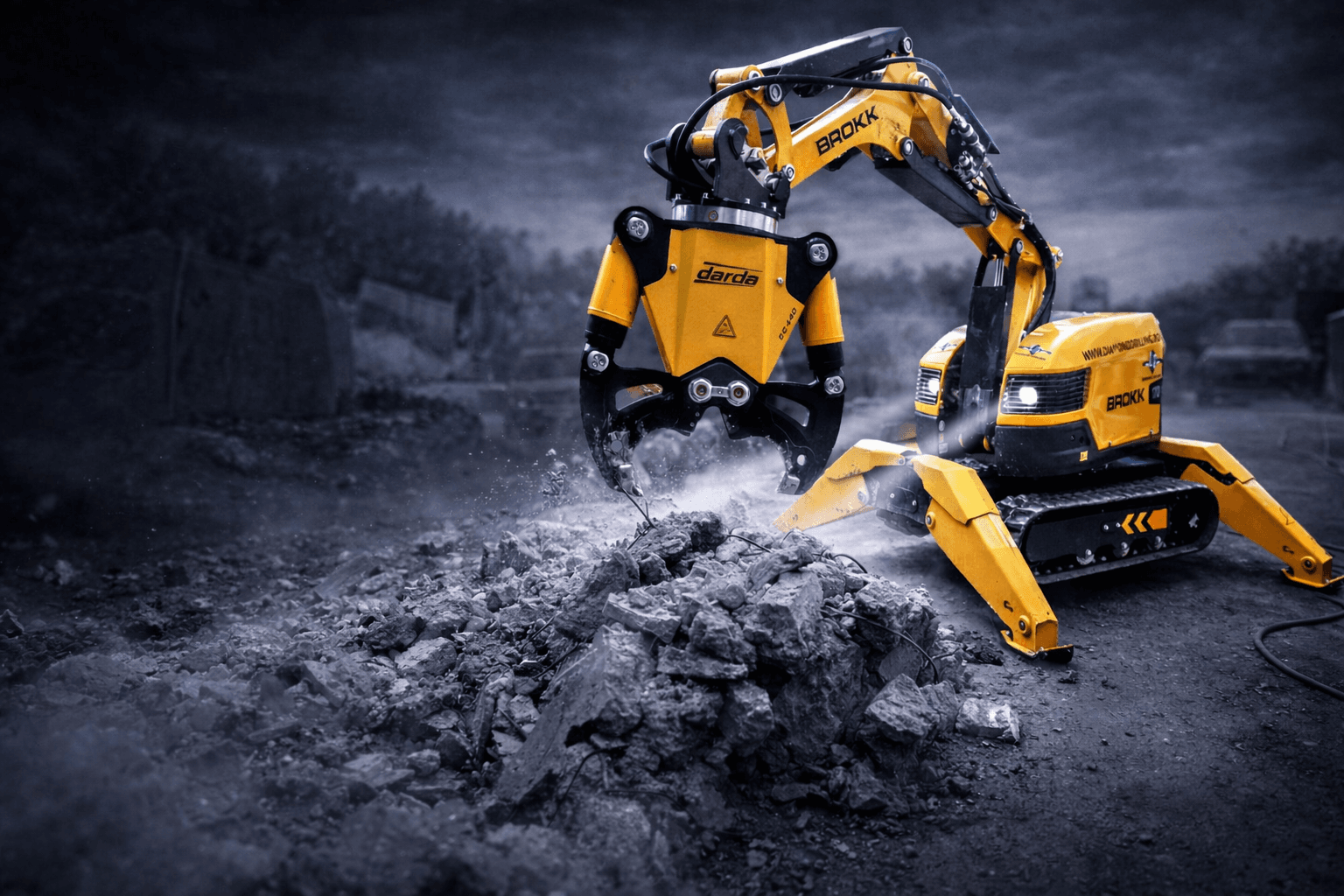 Industrial drilling machinery in action