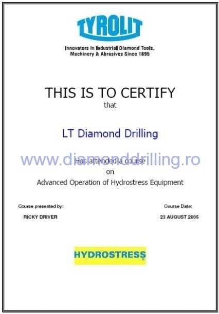 Tyrolit certificate of training